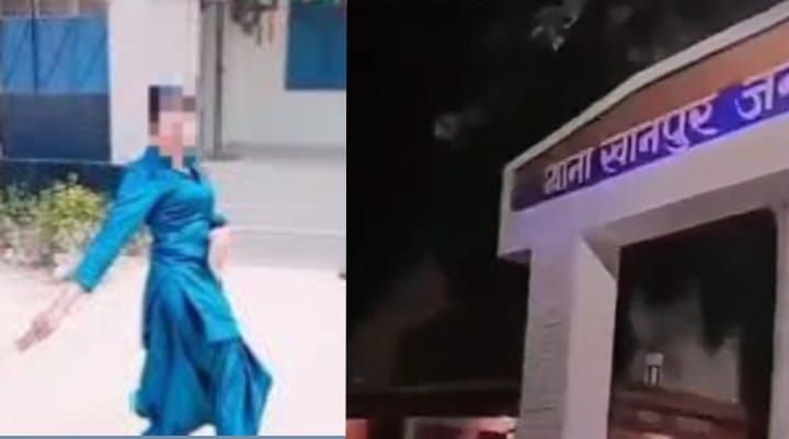 बुलंदशहर के थाने पर महिला ने बनाई रील:खानपुर थाने के मुख्य द्वार पर गाया,वीडियो वायरल....TV Newsकल तक
